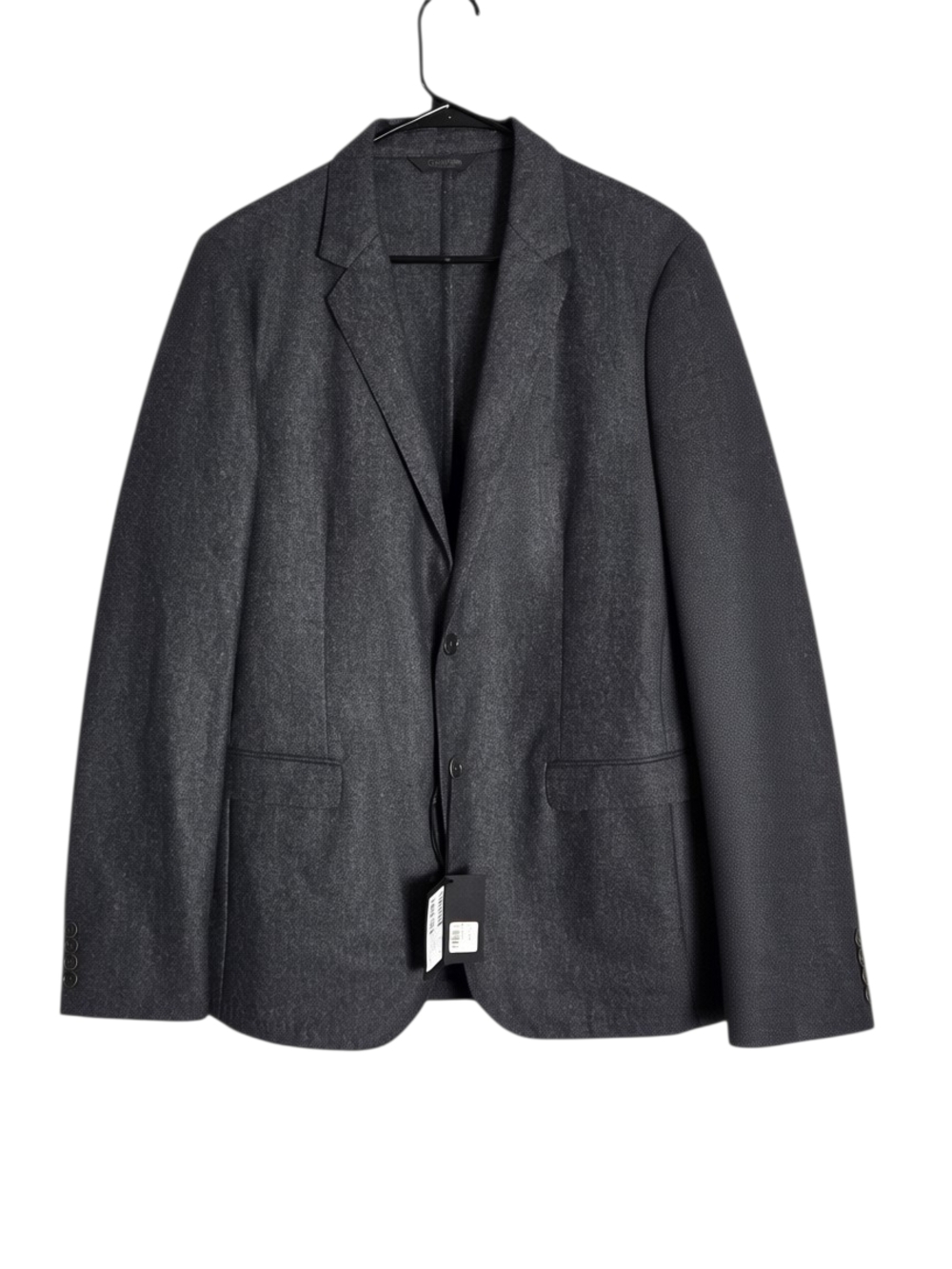 Calvin Klein Charcoal Melange Wool Suit Made in Italy Unfinished Hem 2 Piece 40R - Picture 2 of 15